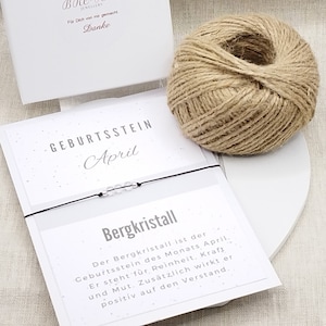 Geburtsstein Bergkristall Armband April, Geburtssteinschmuck ein schönes Geschenk