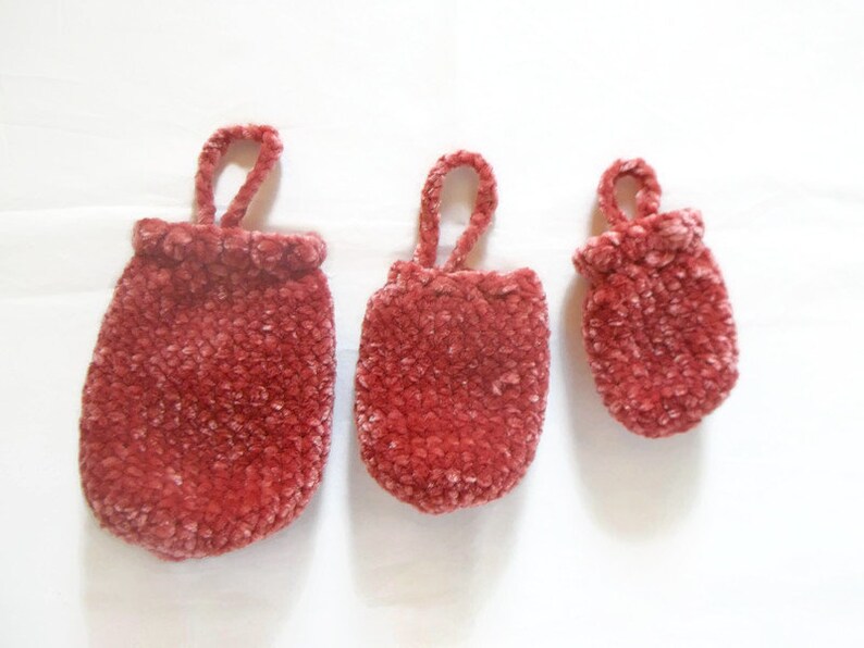 eco friendly pouch eco friendly gift bag Crochet velvet coral red mini drawstring pouch gift bag set gift bag