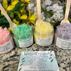 Sugar hand, feet and body scrubs, Emulsified sugar scrub, All natural 4oz, 65 scents
