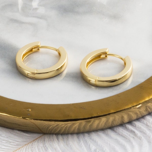 Gold Plated Hoop Earrings (Pair) by Philip Jones