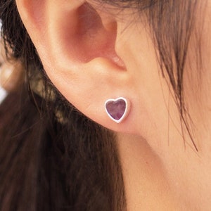 Amethyst Heart Stud Earrings (Pair) by Philip Jones