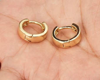 Gold Plated Huggie Earrings (Pair) by Philip Jones