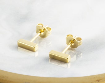 Gold Plated Bar Earrings (Pair) by Philip Jones