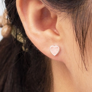 Rose Quartz Heart Stud Earrings (Pair) by Philip Jones