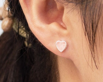 Rose Quartz Heart Stud Earrings (Pair) by Philip Jones