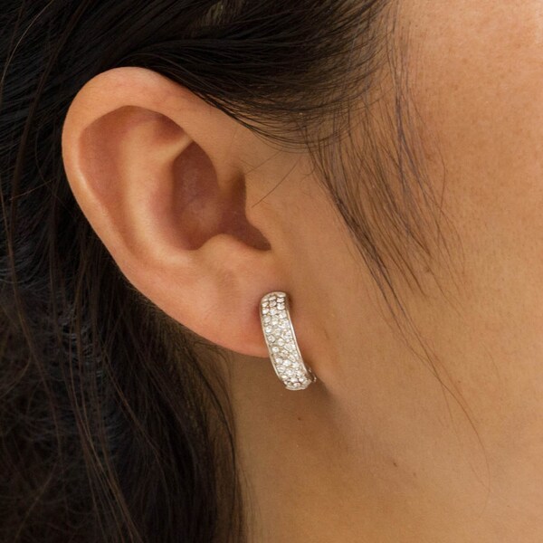 Silver Plated Pave Clip On Earrings (Pair) Created with Zircondia® Crystals by Philip Jones