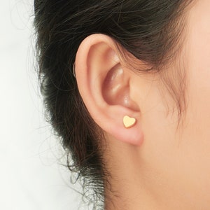 Gold Plated Heart Stud Earrings (Pair) by Philip Jones