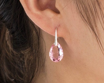 Sterling Silver Light Rose Drop Earrings (Pair) Created with Zircondia® Crystals by Philip Jones