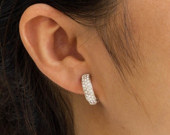 Silver Plated Pave Clip On Earrings (Pair) Created with Zircondia® Crystals by Philip Jones