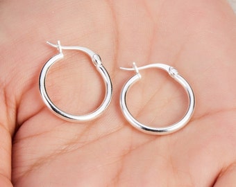 Sterling Silver 20mm Hoop Earrings (Pair) by Philip Jones