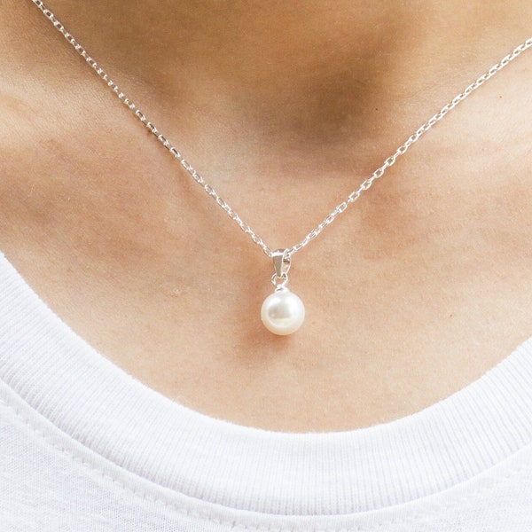 Silver Plated Shell Pearl Necklace by Philip Jones