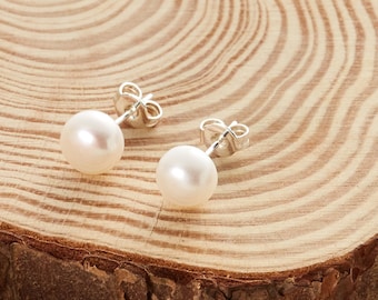 Silver Plated Freshwater Pearl Earrings (Pair) by Philip Jones