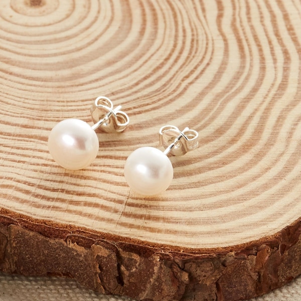 Silver Plated Freshwater Pearl Earrings (Pair) by Philip Jones