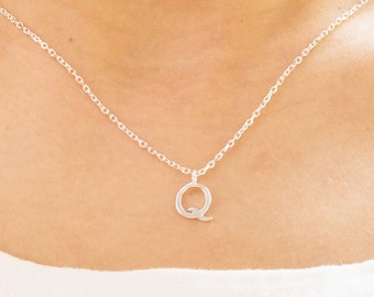 Sterling Silver Initial Q Necklace by Philip Jones