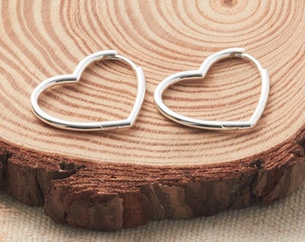 Sterling Silver Heart Hoop Earrings (Pair) by Philip Jones