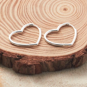 Sterling Silver Heart Hoop Earrings (Pair) by Philip Jones