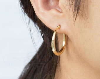 Gold Plated 25mm Hoop Earrings (Pair) by Philip Jones