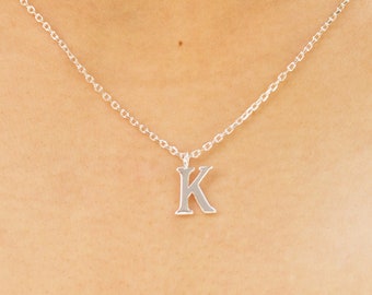 Sterling Silver Initial K Necklace by Philip Jones