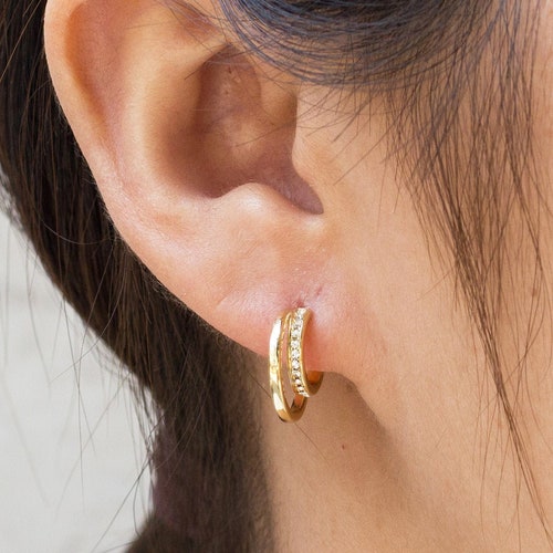 Gold Plated Hoop Earrings pair by Philip Jones Etsy UK