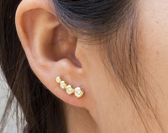 Silver Four Stone Climber Earrings Created With Austrian Crystals