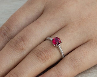 Dark Red Adjustable Crystal Ring Created with Zircondia® Crystals by Philip Jones