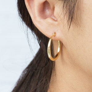 Gold Plated 25mm Hoop Earrings (Pair) by Philip Jones