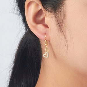 Gold Plated Double Heart Drop Earrings (Pair) Created with Zircondia® Crystals by Philip Jones