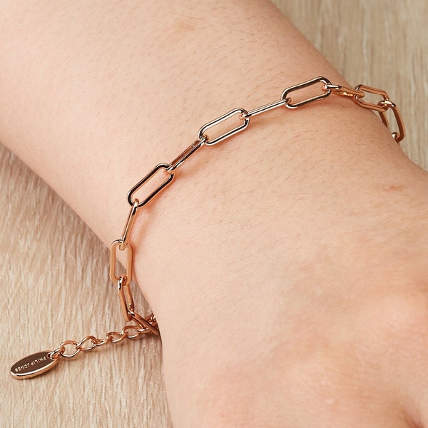 Rose Gold Plated Small Link Paperclip Bracelet by Philip Jones