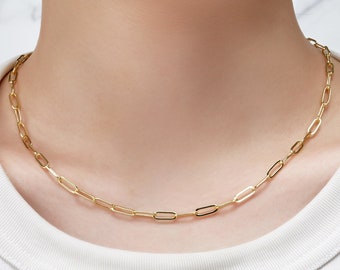 Gold Plated Small Link Paperclip Necklace by Philip Jones