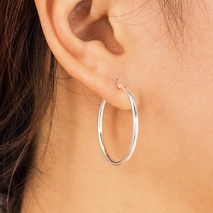Sterling Silver 30mm Hoop Earrings (Pair) by Philip Jones