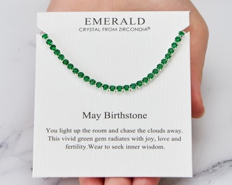 May Birthstone Friendship Bracelet with Emerald Zircondia® Crystals by Philip Jones