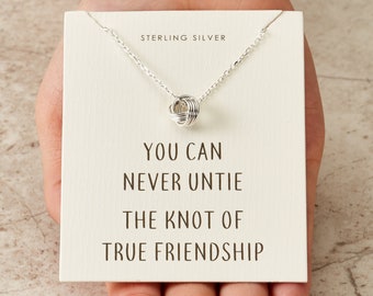 Sterling Silver Friendship Quote Knot Necklace by Philip Jones