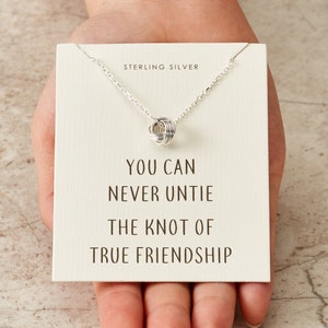 Sterling Silver Friendship Quote Knot Necklace by Philip Jones
