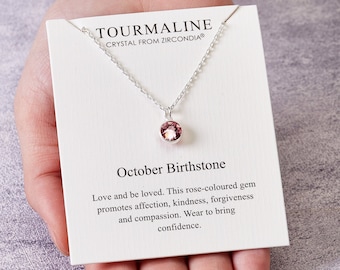 October (Tourmaline) Birthstone Necklace Created with Zircondia® Crystals by Philip Jones