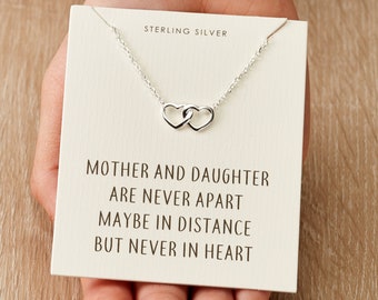 Sterling Silver Mother and Daughter Quote Heart Link Necklace by Philip Jones