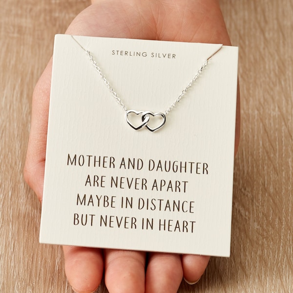 Sterling Silver Mother and Daughter Quote Heart Link Necklace by Philip Jones