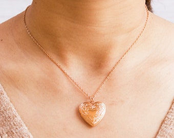 Rose Gold Plated Heart Locket by Philip Jones