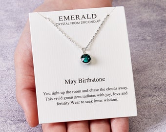 May (Emerald) Birthstone Necklace Created with Zircondia® Crystals by Philip Jones