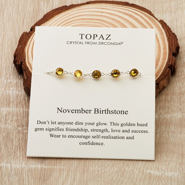 November Birthstone Bracelet Created with Topaz Zircondia® Crystals by Philip Jones
