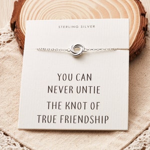 Sterling Silver Friendship Quote Knot Bracelet by Philip Jones
