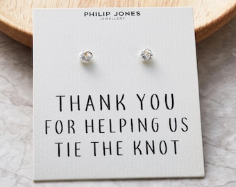 Silver Plated Thank You for Helping us Tie The Knot Earrings (Pair) with Quote Card by Philip Jones