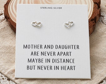 Sterling Silver Mother and Daughter Quote Heart Link Earrings (Pair) by Philip Jones