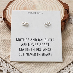 Sterling Silver Mother and Daughter Quote Heart Link Earrings (Pair) by Philip Jones