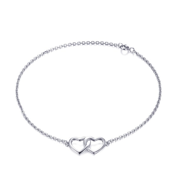 Sterling Silver Heart Link Bracelet by Philip Jones