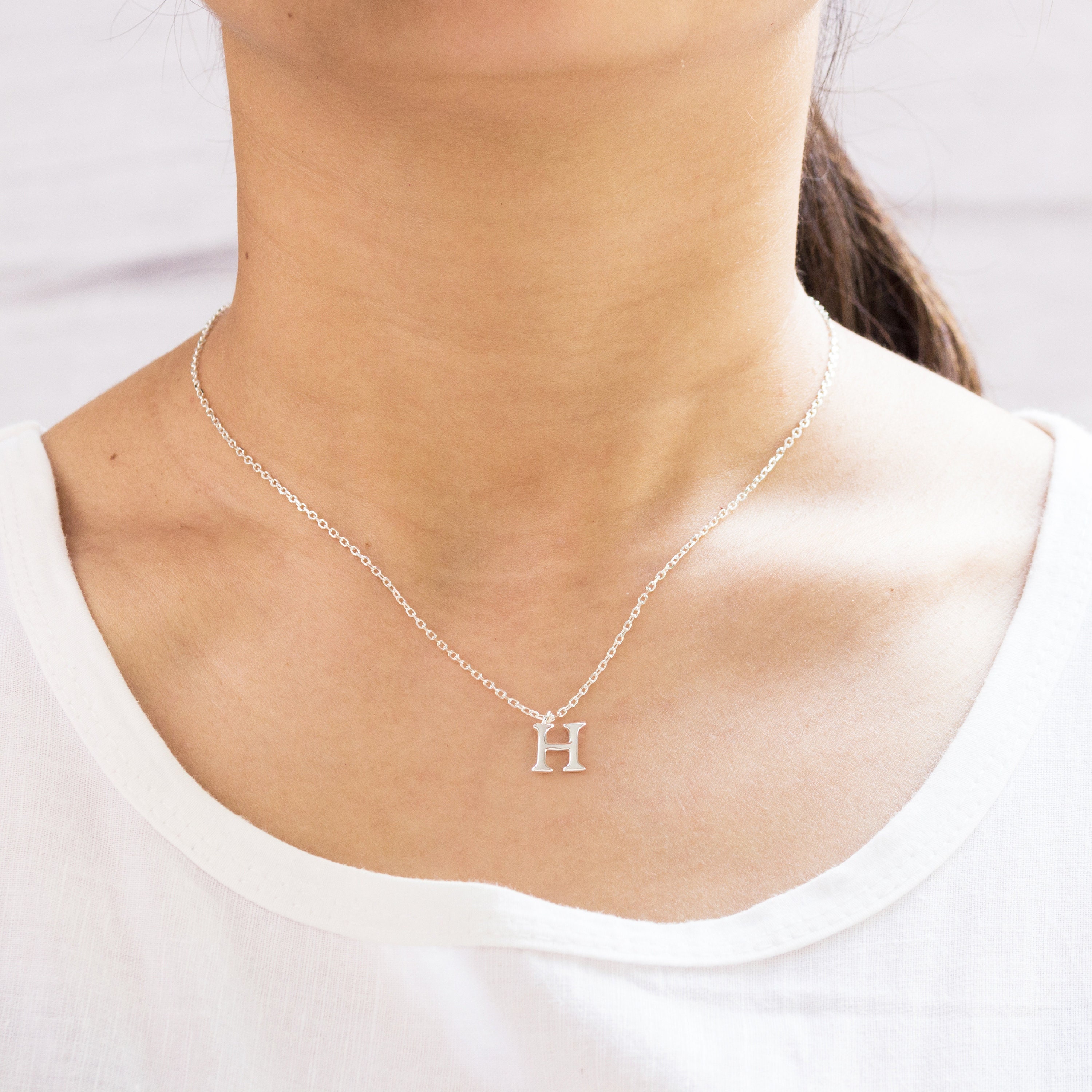 August Woods Gold Pearl H Initial Necklace Argento.com
