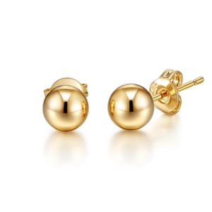 Gold Plated Ball Stud Earrings (Pair)