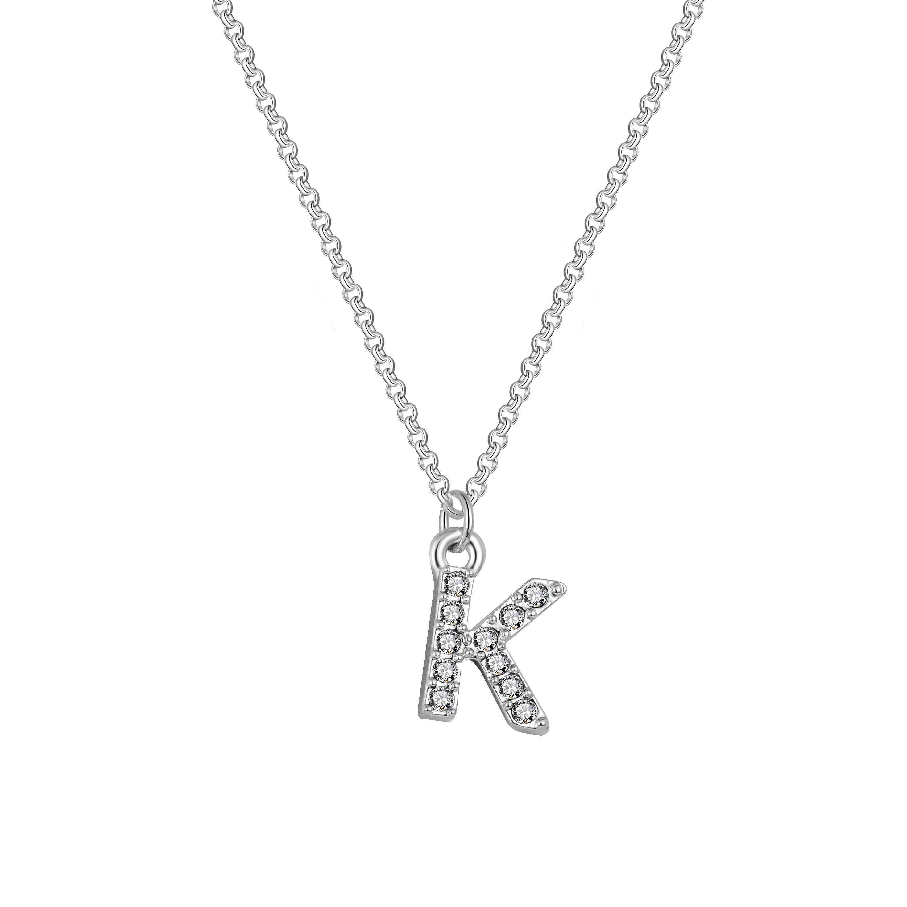 Pave Initial Necklace Letter K Created With Zircondia® Etsy UK