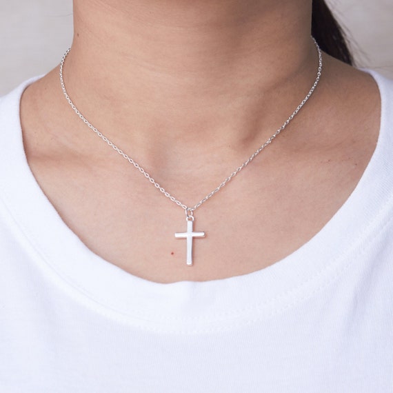 Silver plated cross necklace best sale