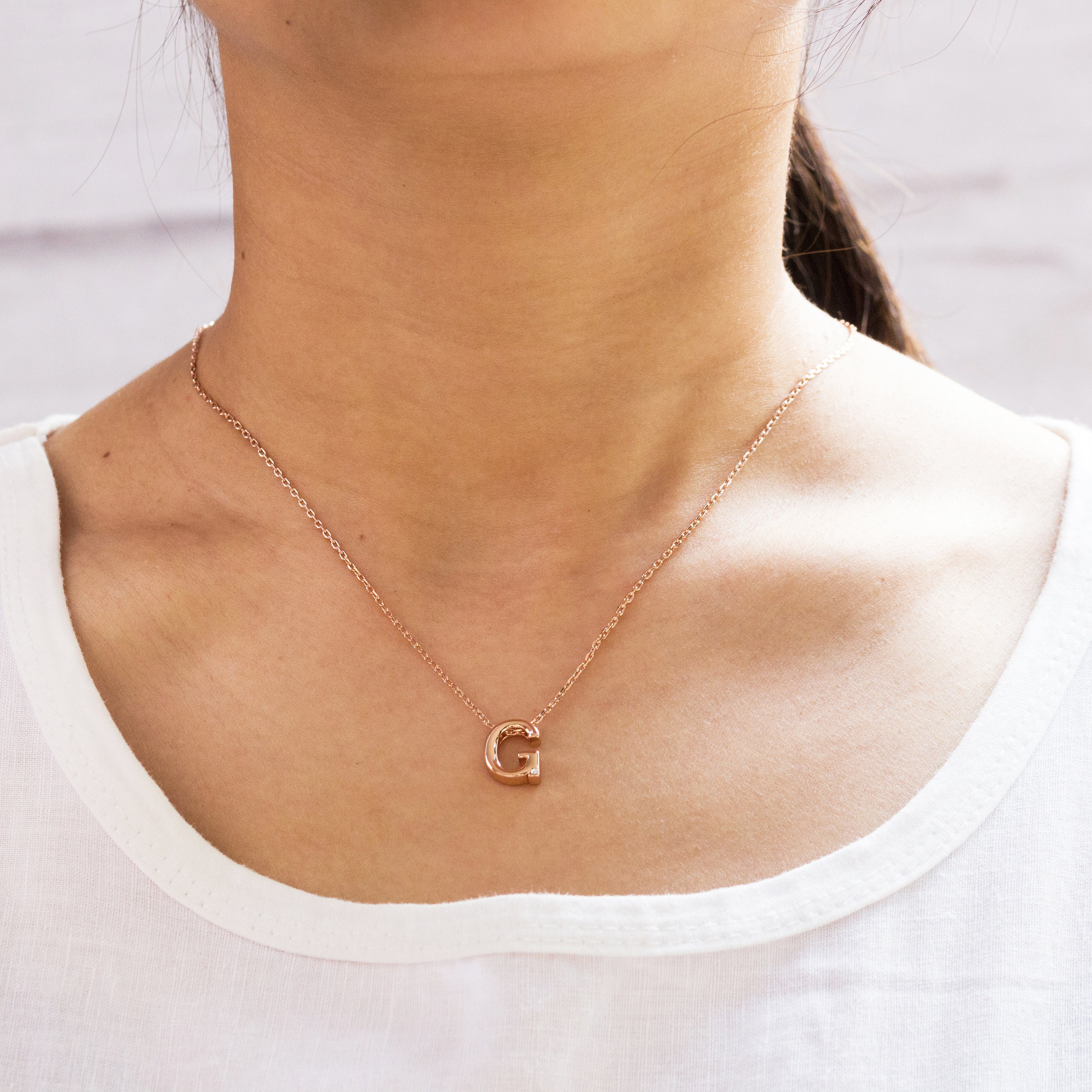 Rose Gold Plated Initial Necklace 