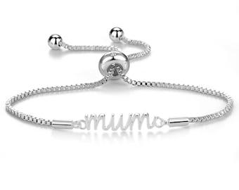 Silver Plated Mum Bracelet Created with Zircondia® Crystals by Philip Jones
